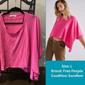 Sz L Free People We The Free CC Tee Hot Pink - Excellent Condition!